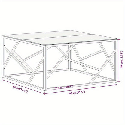 Salontafel – Bijzettafel – Woonkamertafel – Koffietafel – Tafeltje – Roestvrijstaal Frame – Gehard Glas – Zilverkleurig – Stevig & Duurzaam – Compact Formaat