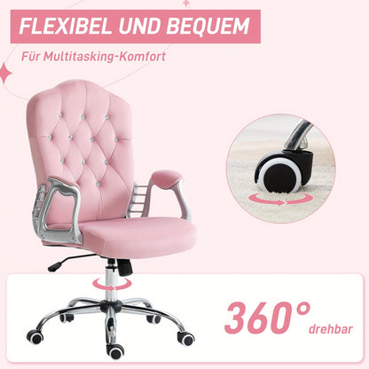Bureaustoel – Ergonomische Stoel – Office Chair – Draaistoel – Bureaustoelen Voor Volwassenen – Roze Kleur – Houten Frame – Schommelfunctie – Verstelbare Hoogte – Max 120 Kg
