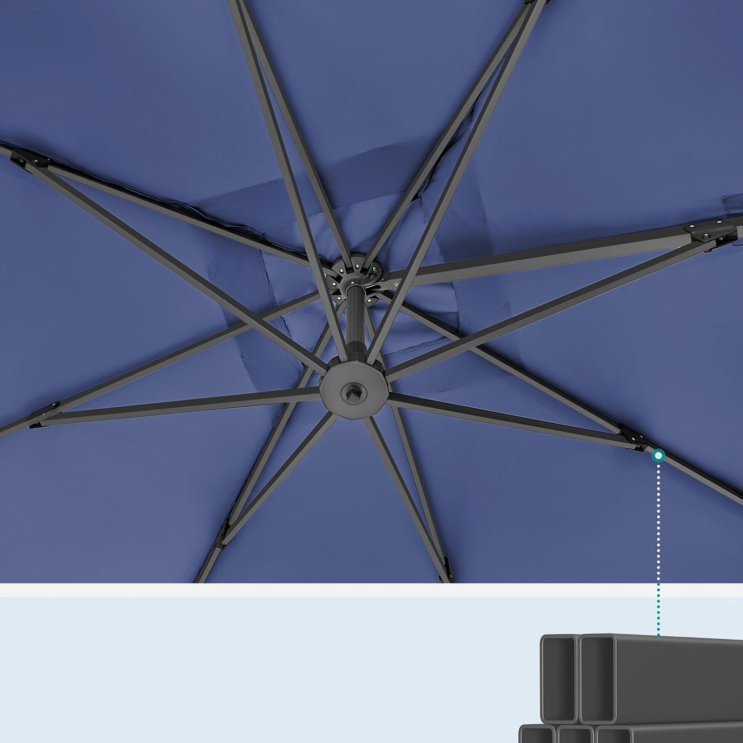 Parasol – Tuinparasol – Terrasparasol – Zweefparasol – Verstelbaar – UPF 50+ – Stevig Stalen Frame