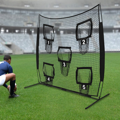 Rugby Trainingsnet – Rugby Doel – Trainingsdoel – Oefendoel – Passnet – Zwaar Iron Frame – 213x213 cm – Compact & Draagbaar – Glasfiber Stokken – Duurzaam Polyester