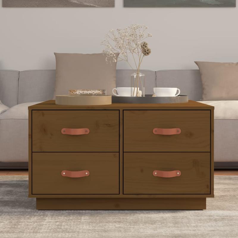 Coffee table 80x80x45cm solid pinewood honingbruin Removable, suitable for indoor use and suitable for all seasons, Living Room Furniture, Home Decor, Modern Design, Contemporary Furniture, Durable Material, Handcrafted Table