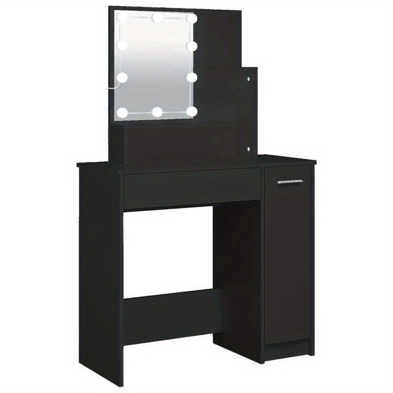 Kaptafel – Make-up Tafel – Vanity – Dressing Table – Make-up Station – Mat Zwart – MDF Materiaal – Compact Ontwerp met Lades