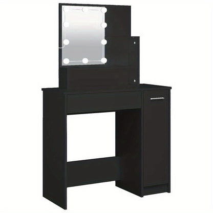Kaptafel – Make-up Tafel – Vanity – Dressing Table – Make-up Station – Mat Zwart – MDF Materiaal – Compact Ontwerp met Lades