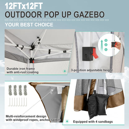 Partytent – Tuintent – Paviljoen – Feesttent – Bouwtent – Opvouwbaar – 3x3 m – Waterdicht Met Verstelbare Hoogte en Dubbel Ventilatiedak