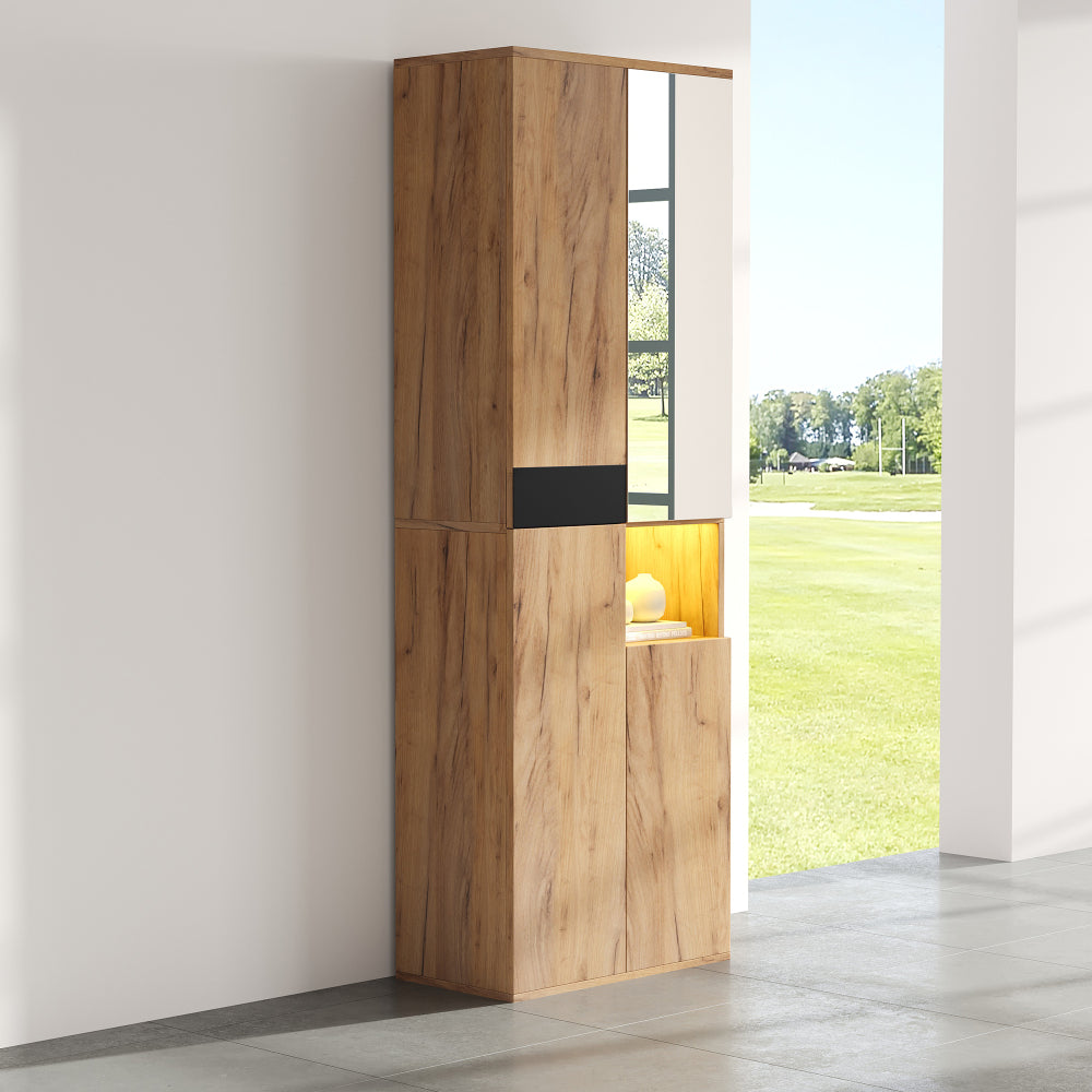 Opbergkast Hal – Schoenenkast – Kast Met Spiegel – Voorruimte Organizer – Smalle Kast – Compact 65x30 cm – Stevig Duurzaam Materiaal – Eenvoudig Te Monteren