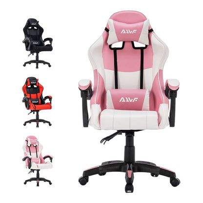 Gamingstoel – Gamestoel – Gaming Chair – Game Stoel – Bureaustoel – Ergonomisch Design – Verstelbare Rugleuning en Lendensteun – Roze/Wit