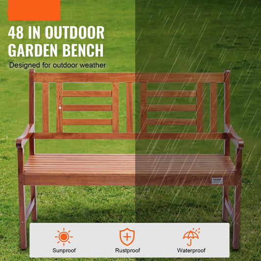 Houten Tuinbank – Tuinmeubel – Parkbank – Patio Bank – Buitenbank – 122 cm Breed – Stevig Houten Materiaal – 3 Persoons Met Rugleuning En Armleuningen