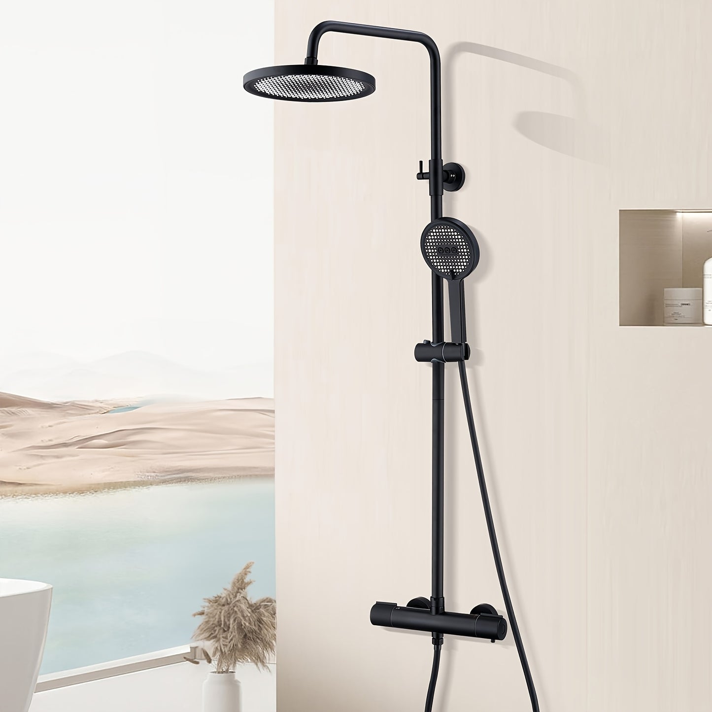 Traditional thermostatic shower set with bathtub and shower system