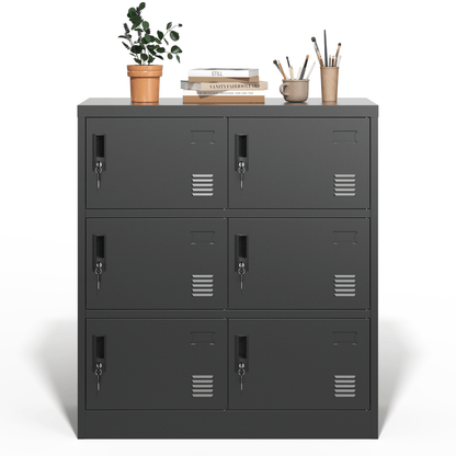 Metalen Opberglade – Lockerkast – Opbergkast – Veiligheidskast – Kluis – Zwart – 6 Deuren Met Kaartslot – Robuust Metaal 100x90x40 cm