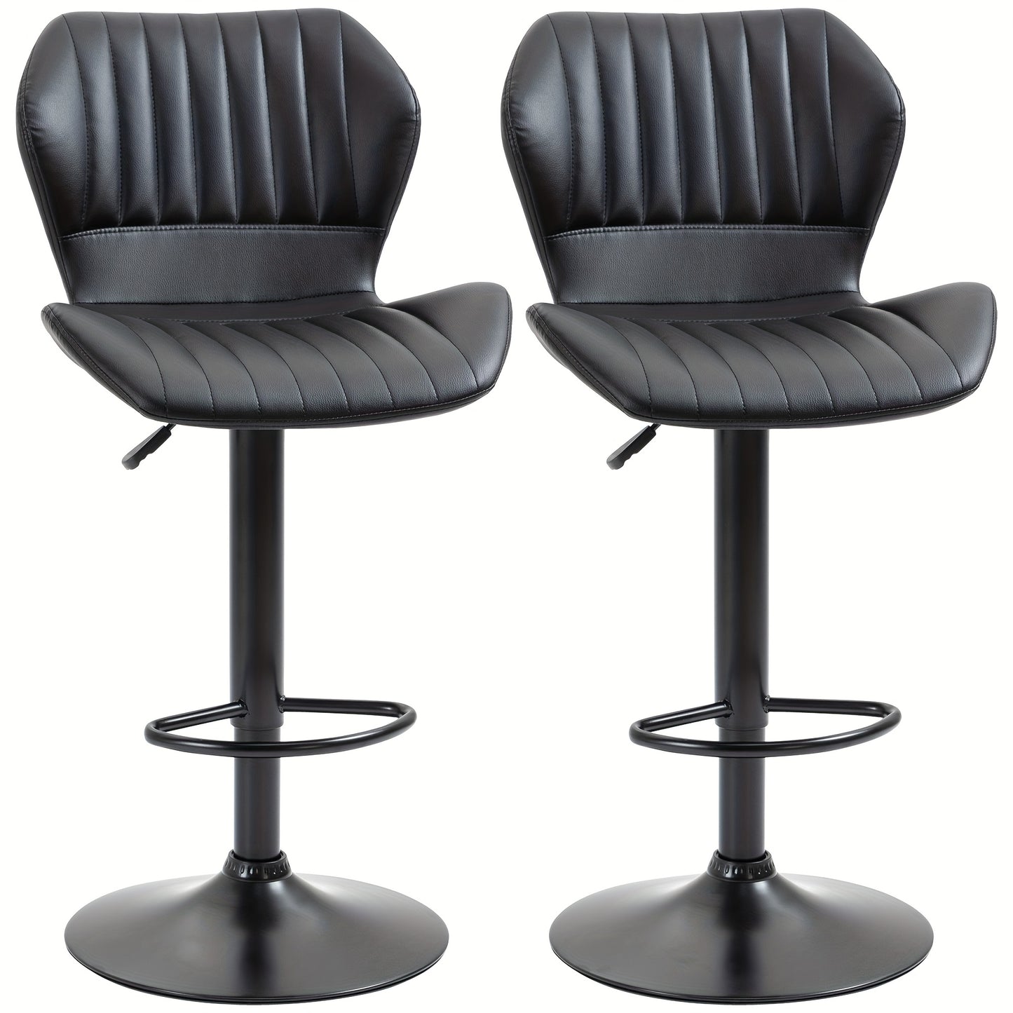 Barkruk – Barstoel – Keukenstoel – Statafelkruk – Barstoelen – Verstelbaar 90-110 cm – 360° Draaibaar Met Imitatieleer Rugleuning