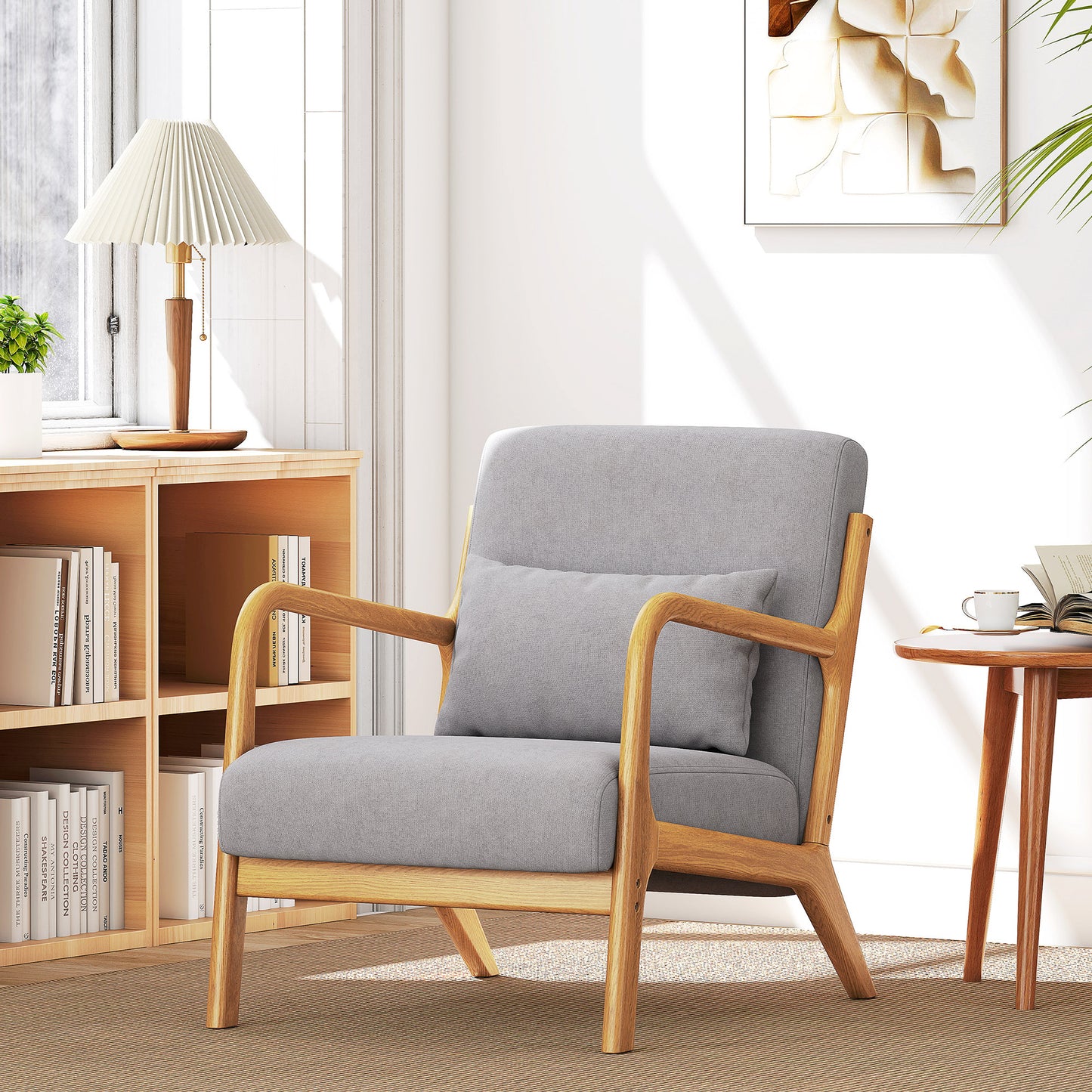 Loungefauteuil – Loungestoel – Fauteuil – Relaxstoel – Woonkamerstoel – Houten Frame – Velvet Look Met Foamvulling – Grijs