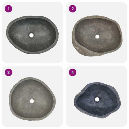 Badkom – Waskom – Fontein – Wastafel – Lavabo – Ovaal River Stone Design – Afmeting (45-53)x(34-41) Cm – Stijlvol Anthraciet
