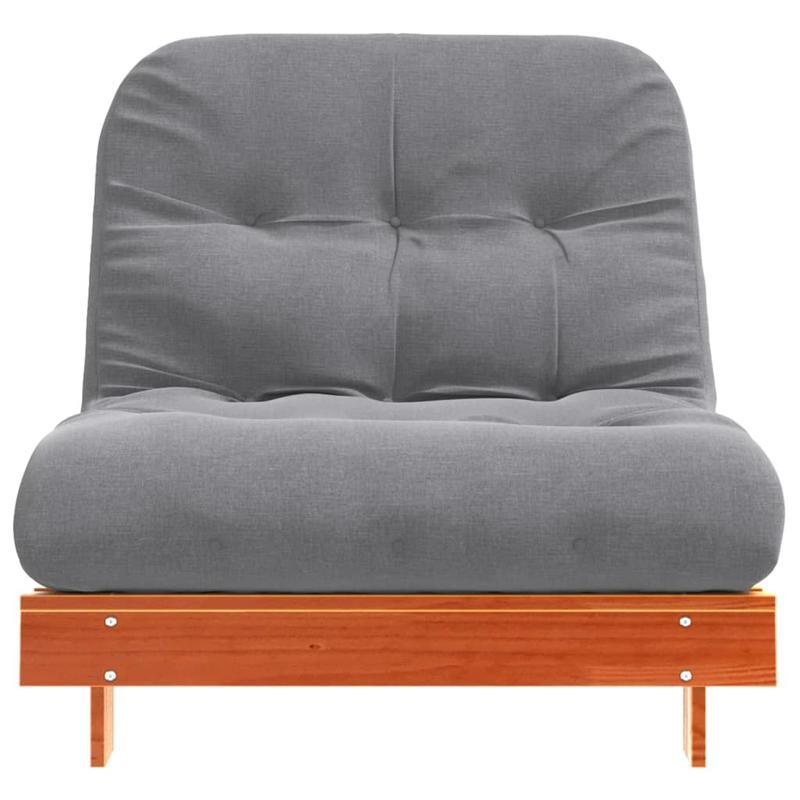 Futonbed – Futonsofa – Logeerbed – Slaapbank – Loungestoel – 80x206x11 cm Matras – Pijnboomhouten Frame – Verwijderbare Bruine Velvet Bekleding