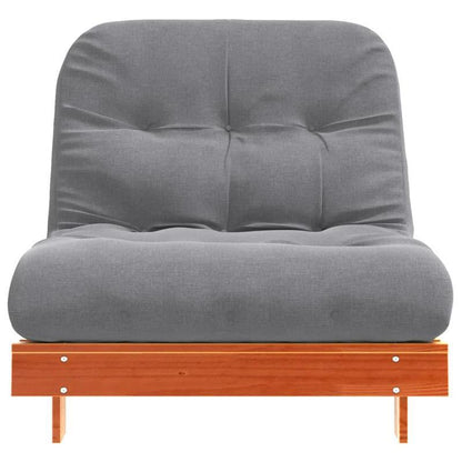 Futonbed – Futonsofa – Logeerbed – Slaapbank – Loungestoel – 80x206x11 cm Matras – Pijnboomhouten Frame – Verwijderbare Bruine Velvet Bekleding