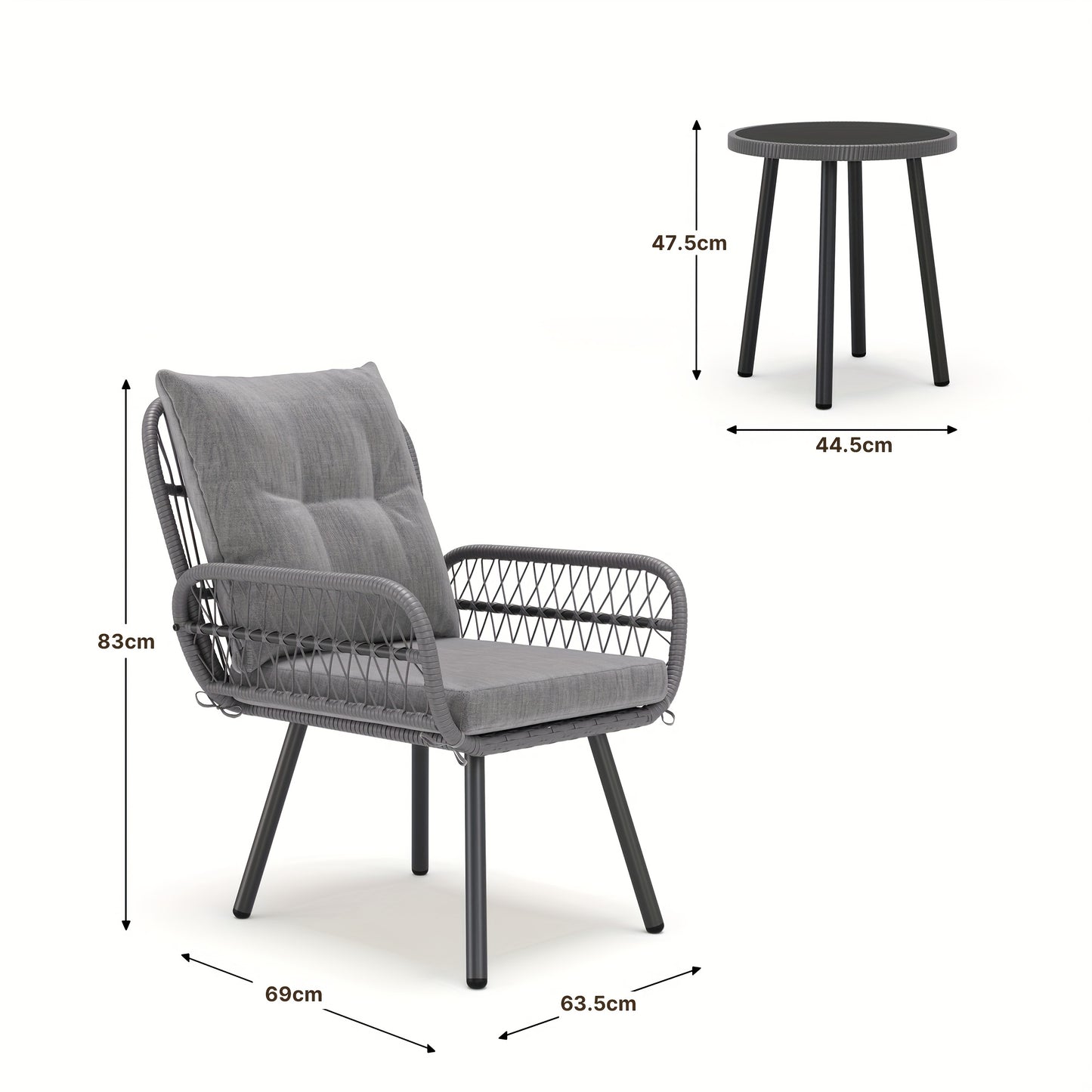 Tuinset – Buitenmeubilair – Bistroset – Loungeset – Balkonset – Weerbestendig Rattan & Metaal – Afneembare Kussens & Krasbestendige Coating