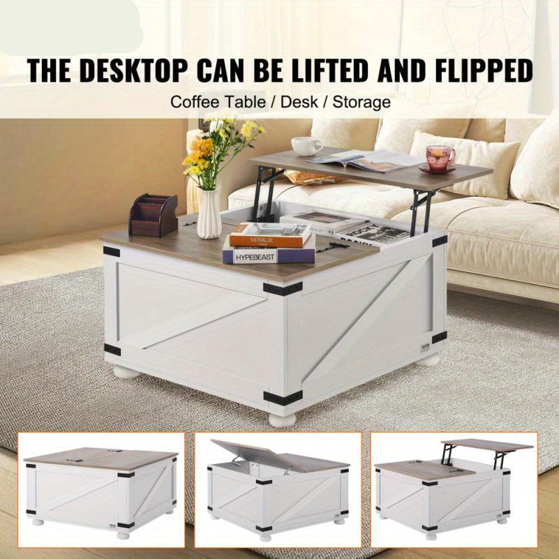 Salontafel – Woonkamertafel – Koffietafel – Bijzettafel – Tafel – Landelijk Design – Hout – Kantelbaar Liftdeksel – Opbergruimte – Compact formaat – Rustiek