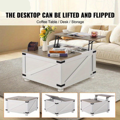 Salontafel – Woonkamertafel – Koffietafel – Bijzettafel – Tafel – Landelijk Design – Hout – Kantelbaar Liftdeksel – Opbergruimte – Compact formaat – Rustiek
