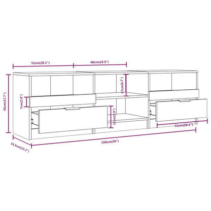TV Cabinet Concrete Grey 150x33.5x45 cm Engineered Wood TV Stand Entertainment Center with Storage, Media Television Table for Living Room Bedroom