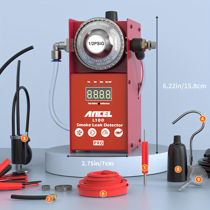 Rookmachine Auto – Rooktester – Lekdetectie Apparaat – Lekkage Opsporer – EVAP Leak Detector – Ingebouwde Luchtcompressor – Digitale Rookstroommeter