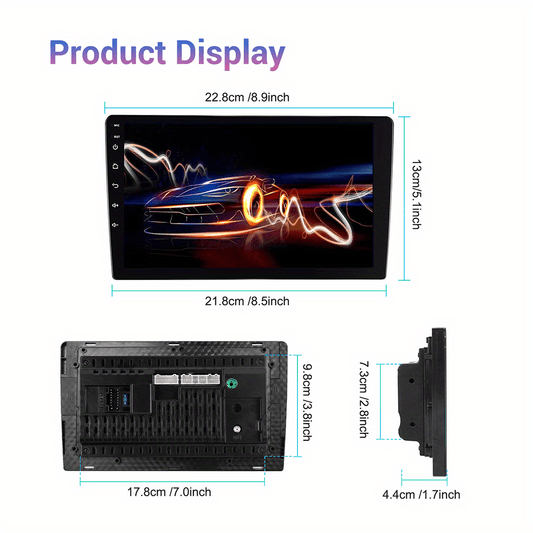 Multimedia Autoradio – Car Audio Systeem – Radio DVD Speler – Navigatie Unit – Touchscreen Headunit – 9 Inch 1280x720 HD – Android 15 Met Draadloze Carplay & AHD Achteruitrijcamera