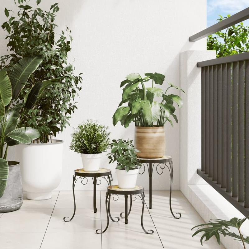 Plantenstandaards – Plantenhouder – Bloemenstandaard – Plantenrek – Terracotta Wit – Gepoedercoat Metaal – Drie Formaten