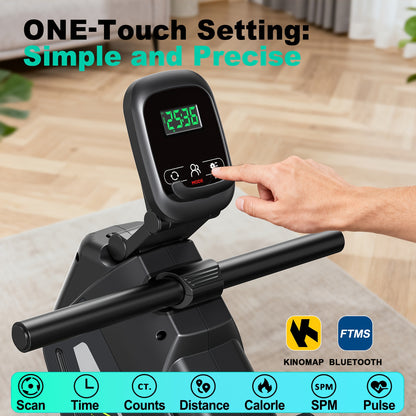 VOWVIT Foldable Magnetic Rowing Machine for Home Gym with, 16-Level Resistance & Suitable for Cardio, Strength Training, Use - Heavy-Duty Rower for