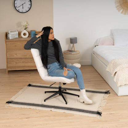 Draaifauteuil – Draaibare stoel – Relaxstoel – Bureaustoel – Fauteuil – 360° Swivel – Verstelbare Hoogte – Chenille Stof Beige 67x61x89-95 cm
