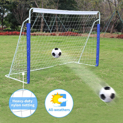 243.84x152.4cm Portable Soccer Goal with Collapsible Metal Frame & Quick-Mount Net - Heavy-Duty Training Goal Suitable for Backyard, Indoor/Outdoor Use, & - Assembly with Carry Bag