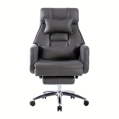 Ergonomische Relaxstoel – Draaistoel – Gamingstoel – Bureaustoel – Loungestoel – Grijs – 155° Verstelbare Rugleuning – Met Lenden- en Hoofdsteun