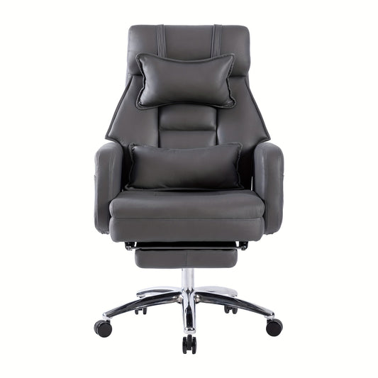 Ergonomische Relaxstoel – Draaistoel – Gamingstoel – Bureaustoel – Loungestoel – Grijs – 155° Verstelbare Rugleuning – Met Lenden- en Hoofdsteun