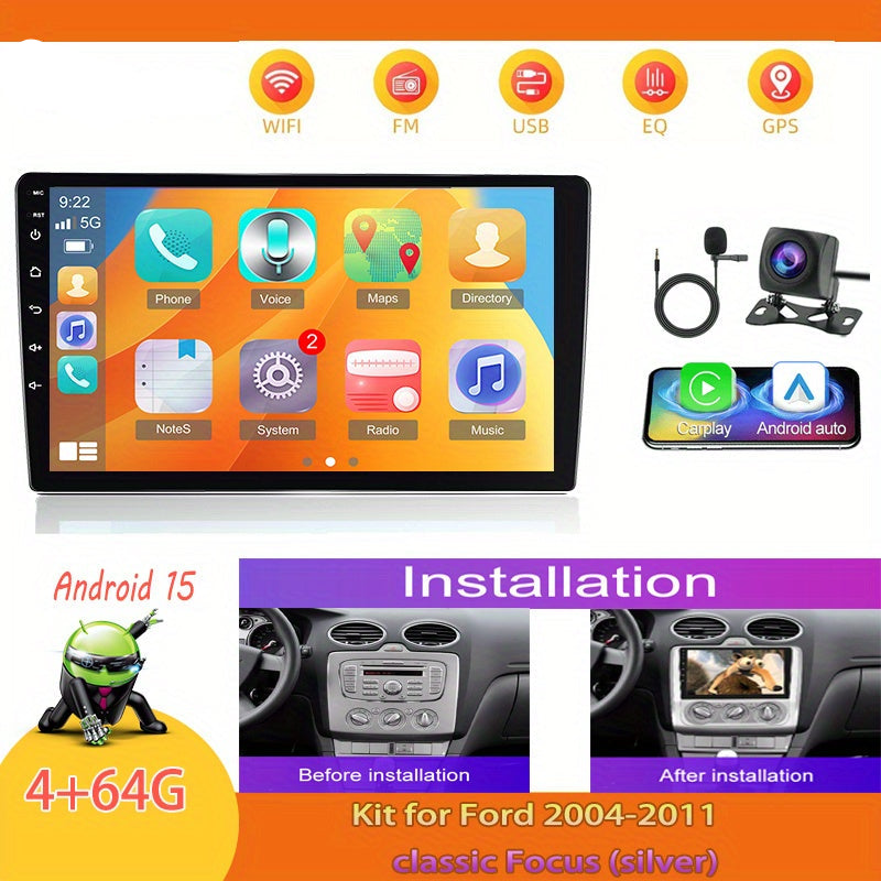 Autoradio – Auto Radio – 2 DIN Radio – Android Autoradio – CarPlay Radio – 9 inch touchscreen – Draadloze CarPlay & GPS navigation – Inclusief Achteruitrijcamera