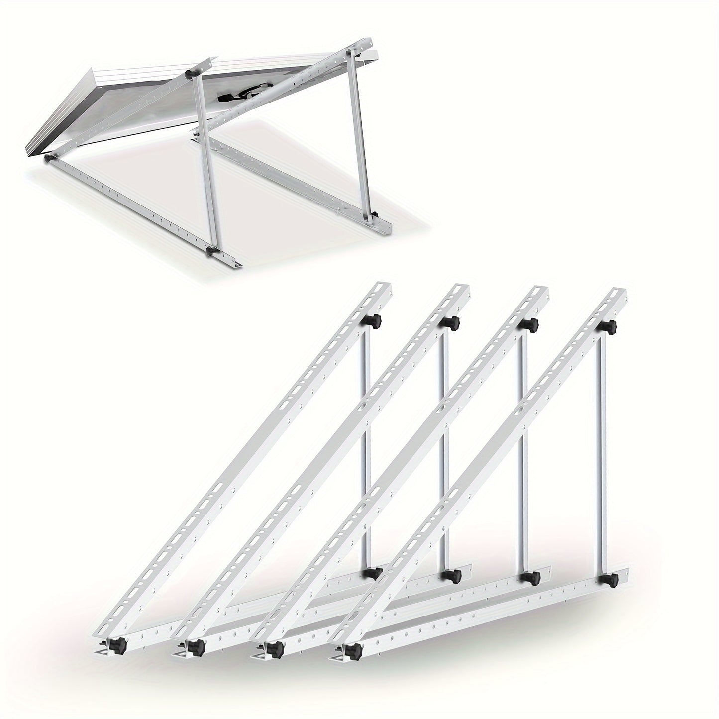 Verstelbare Montagerails Zonnepanelen – Montageset, Montagesysteem, Montagebeugels, Solar Bevestiging – Set Van 4 – 118 cm Aluminium Rails – Kantelbaar 0-90 Graden Zonder Gereedschap