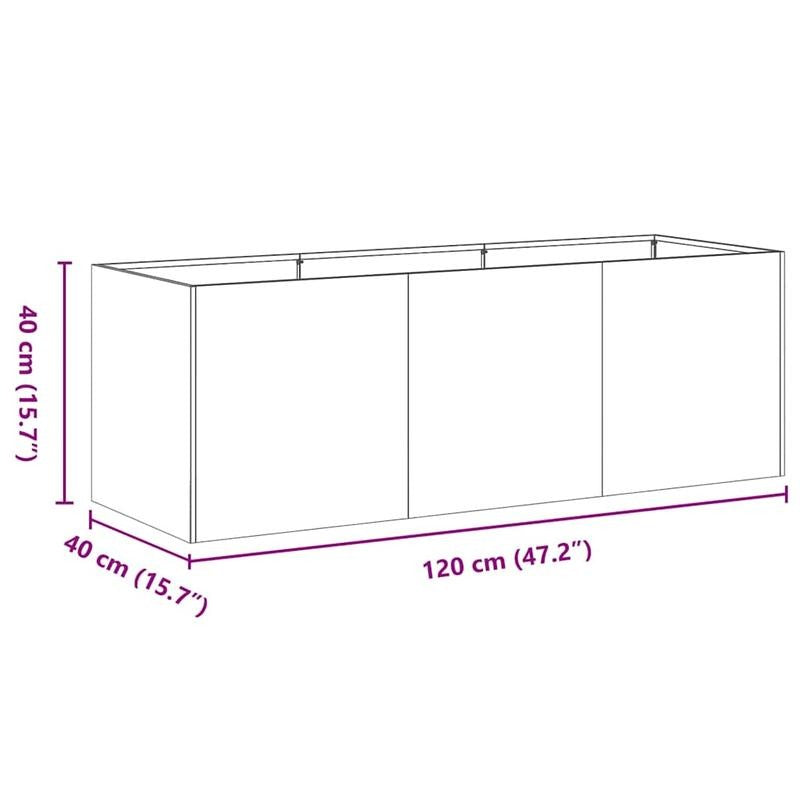 White Plant Pot Compatible for /Outdoor Use - Modern Rectangular Cold-Rolled Steel Planter with Painted, Lightweight Durable Garden Pot for Small Spaces, Balcony, (120x40x40cm) - Assembly, Quick Planting Setup