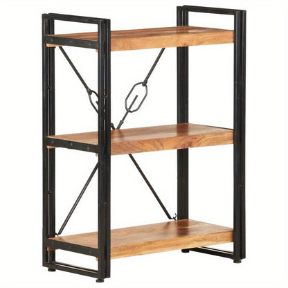 Bookshelf with 3 Shelves, Measuring 60X30X80 Cm, Made of Solid Acacia Wood, Standing Shelf