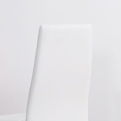 Eetkamerstoel – Keukenstoel – Stoel – Kuipstoel – Gestoffeerde Stoel – Set Van 4 – Kunstleer Wit – Stalen Onderstel – Comfortabel & Duurzaam