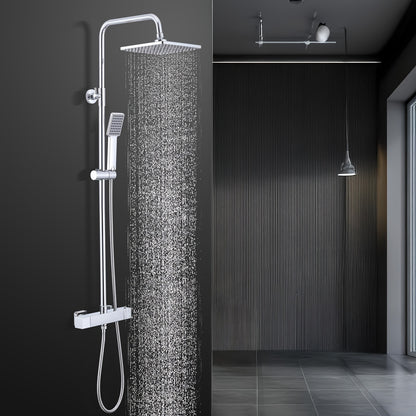Douche Systeem – Douche Set – Regendouche – Douchekraan – Thermostaatkraan – Verstelbare Douchebeugel – RVS – Thermostaat 38°C Veiligheidsfunctie