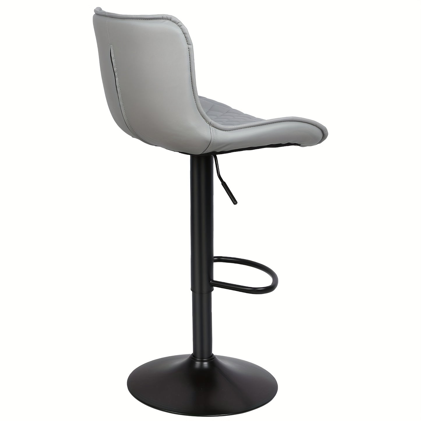 Barstoel – Barkruk – Barstoeltje – Keukenkruk – Barkrukken Set – 360° Draaibaar – Verstelbare Hoogte – PU Leder Bekleding – Metaal Frame – Lichtgrijs