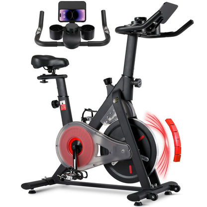 Magnetische Hometrainer – Fitnessfiets – Indoor Bike – Crosstrainer – Trainingsfiets – Stille Werking – 10 Weerstandslevels – Verstelbaar Zadel – Max. 150 kg – Rood