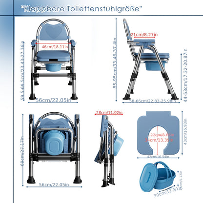 Toiletemmerstoel – Toiletstoel – Postoel – Commode Stoel – Douchestoel – In Hoogte Verstelbaar – Comfortabele Gewatteerde Zitting – Draagvermogen 200 kg