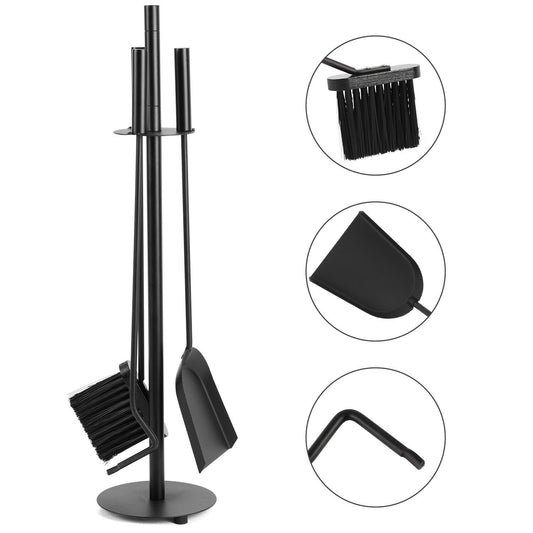 Haardset – Haardstel – Openhaard Set – Haardgereedschap – Houtkachel Set – 3-delig – Mat Zwart Staal