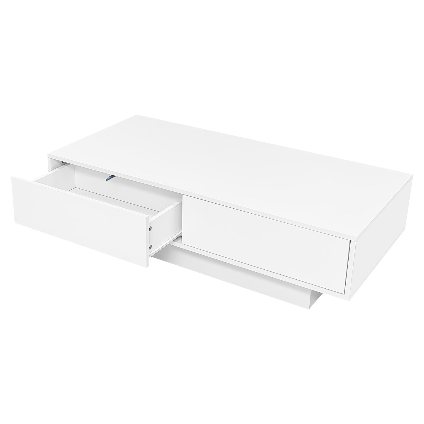 Salontafel – Woonkamertafel – Koffietafel – Bijzettafel – Tafeltje – Hoogglans Wit – 115x55x34 cm – 2 Lade Opbergruimte – Draagvermogen 30 kg