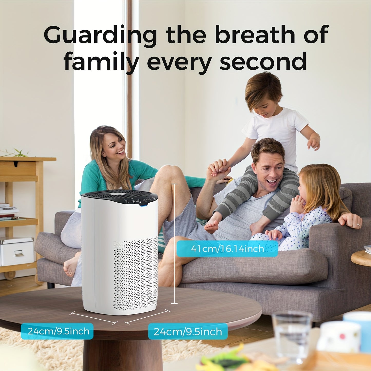 Intelligent air purifier with HEPA filter for large spaces up to 120m², CADR value of 300m³/h, five-in-one efficient filter, purifying 99.97% of particles., Hepa Air Purifier for Home, Hepa Air Purifier Filter, Smart Air Pu