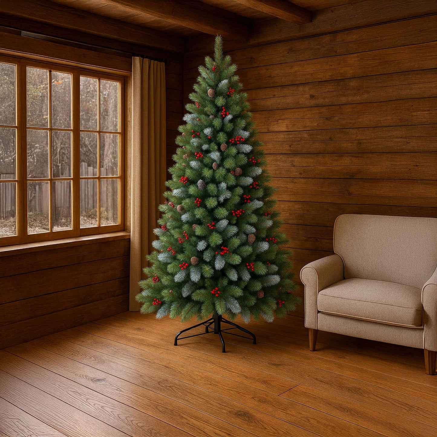 Kerstboom – Kunstkerstboom – Nepspar – Sneeuwboom – Dennenboom – 180 cm Hoog – Brandwerend PVC en PP