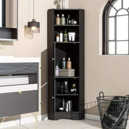 Badkamerkast – Medicijnkast – Badkamermeubel – Opbergkast – Kast Met Opbergruimte – Zwart – Smal Design – Verstelbare Planken
