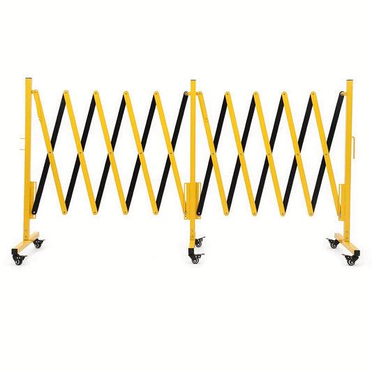 Expandable Metal Barricade with Wheels, 5.0 meter Long Folding Security Gate, Retractable Metal Barrier for Construction Site Elevator Traffic Control Garage, Road Blocker, Event Barrier, Retractable Gate, Portable Barrier, I