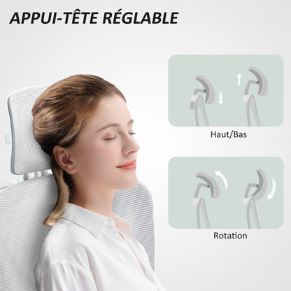 Bureaustoel – Office Chair – Kantoorstoel – Draaistoel – Gamestoel – Verstelbare Hoogte – Kantelbare Rugleuning tot 135° – Ademend Mesh – 3D Armleuningen