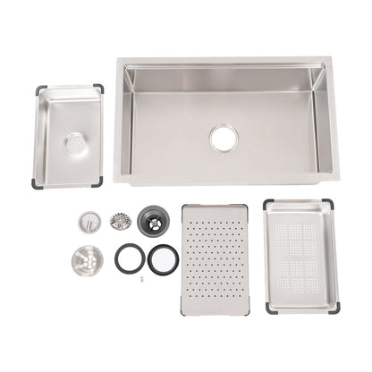 Spoelbak RVS – Keukenspoelbak – Inbouw Spoelbak – Opbouw Spoelbak – Undermount Spoelbak – Grote Inhoud 76x45,8 cm – Mat RVS Afwerking