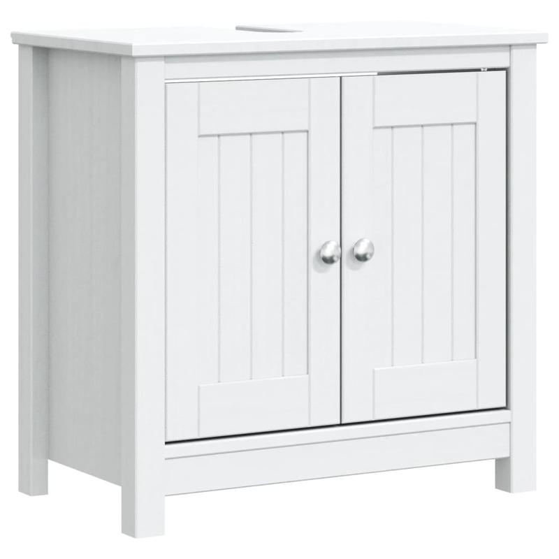Wastafelmeubel – Badkamermeubel – Wastafelonderkast – Waskomkast – Onderbouwkast – Massief Grenenhout – Compact Ontwerp 60x34x59 cm – Wit