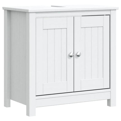 Wastafelmeubel – Badkamermeubel – Wastafelonderkast – Waskomkast – Onderbouwkast – Massief Grenenhout – Compact Ontwerp 60x34x59 cm – Wit