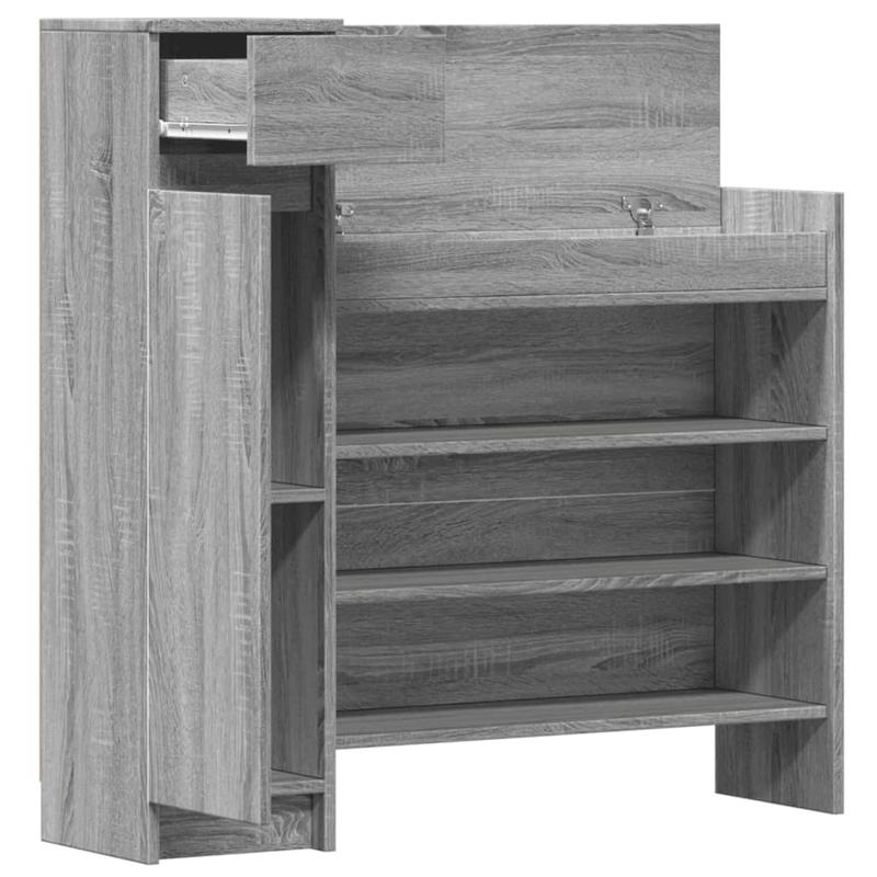 Schoenenkastje – Schoenenkast – Schoenenrek – Schoenenopberger – Schoenenschuif – Smal Hoog Kastje – Duurzaam Hout – Grijze Afwerking – 100,5x28x100 cm – Modern Ontwerp